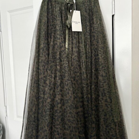Chocklate Paris Green Leopard Tulle Skirt - (Medium Size)- NWT - ONLY ONE LEFT - Picture 2 of 3